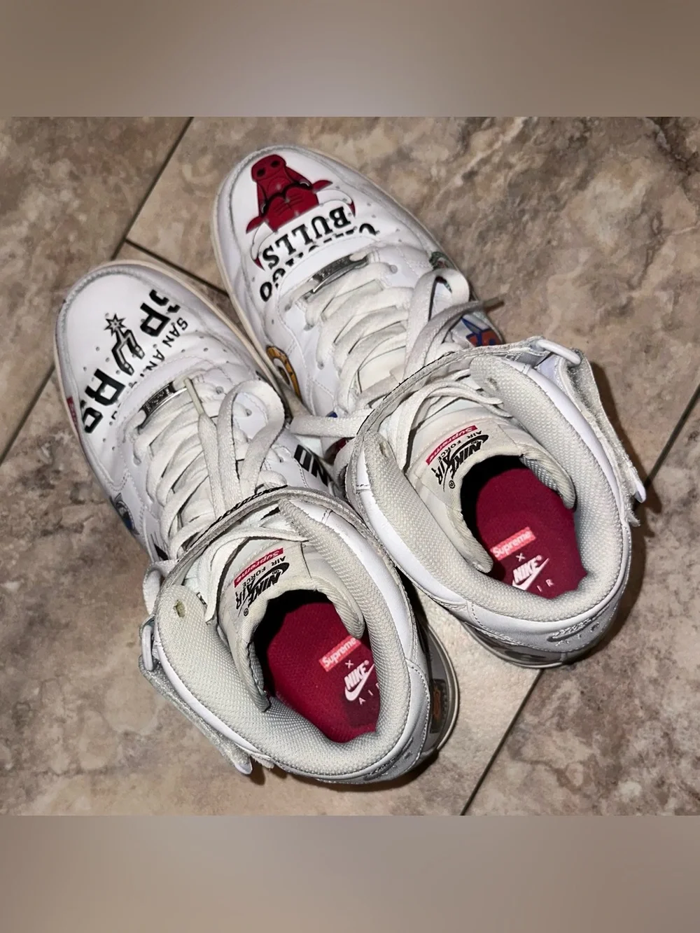 2018 Supreme × NBA x Nike Air Force 1 Mid White Size 9.5